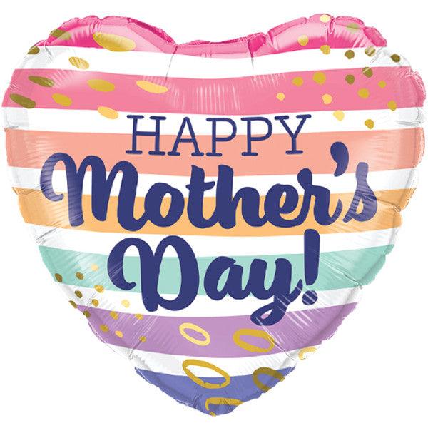 18" Mother's Day Boho Stripes Heart Balloon - Winterberries