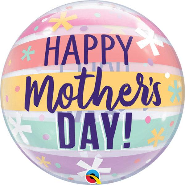 22" Mother's Day Pastel Stripes Bubble Balloon - Winterberries
