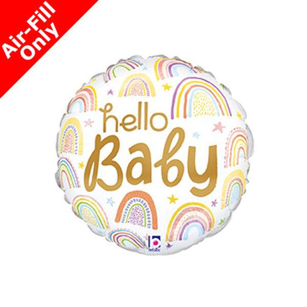 9" HELLO BABY RAINBOW AIR-FILL ONLY FOIL BALLOON - Winterberries