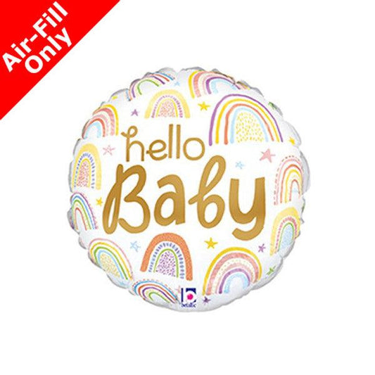 9" HELLO BABY RAINBOW AIR-FILL ONLY FOIL BALLOON - Winterberries