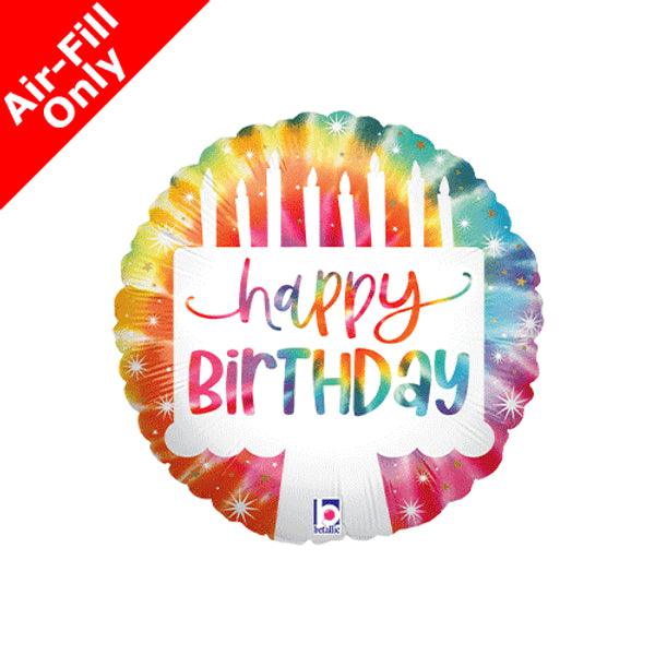9" Tie-Dye Birthday Cake Air Fill Only Foil Balloon - Winterberries