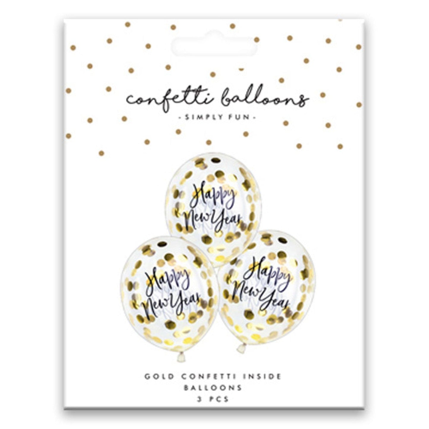 x3 12" HAPPY NEW YEAR CLEAR BALLOONS WITH CONFETTI - Winterberries