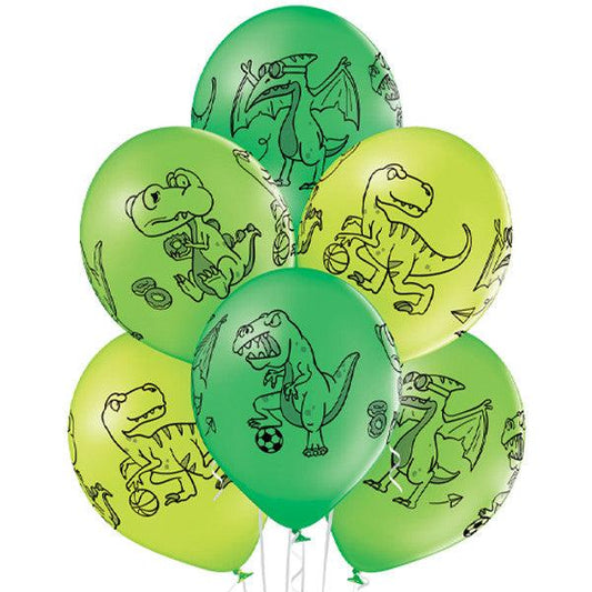 x6 12" Green Dinosaur Balloons - Winterberries