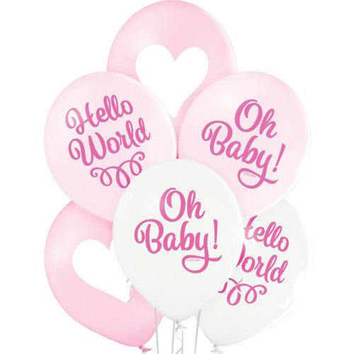 x6 12" PINK OH BABY LATEX BALLOONS - Winterberries