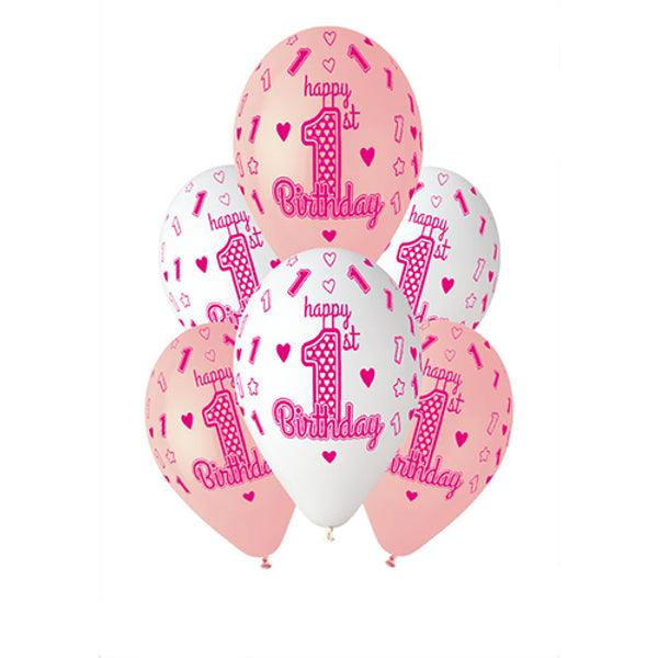 x6 13" Pink 1st HB Balloons - Winterberries