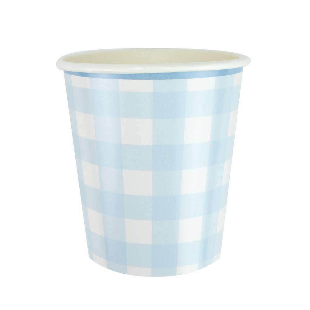 X8 BLUE VICHY PAPER CUPS - Winterberries