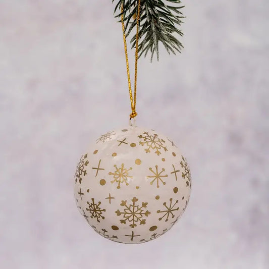 3" White Mini Snowflake Bauble - Winterberries