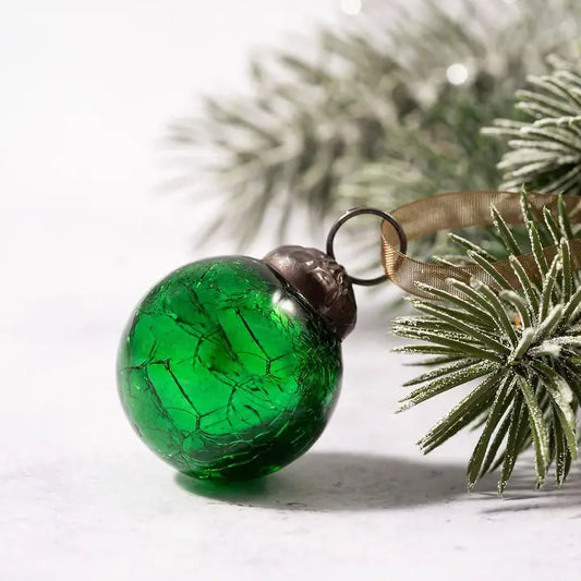 x6 1" Emerald Crackle Balls - Winterberries