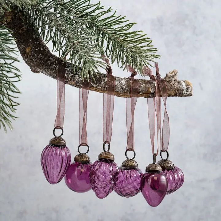x6 1" Mulberry Luster Glass Baubles - Winterberries