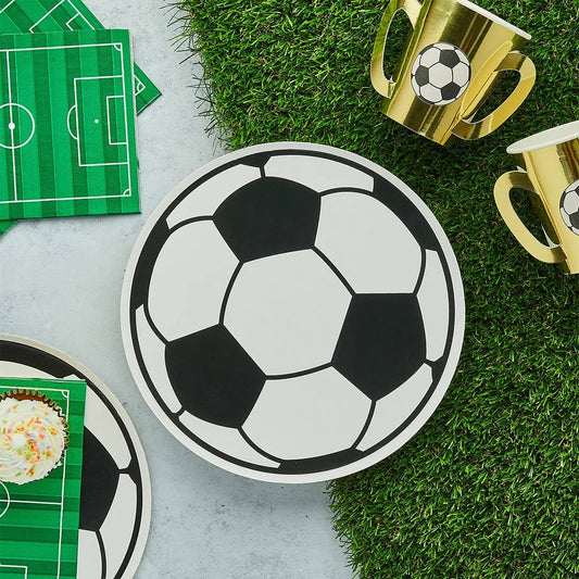 x8 BLACK FOOTBALL PAPER PLATES - Winterberries