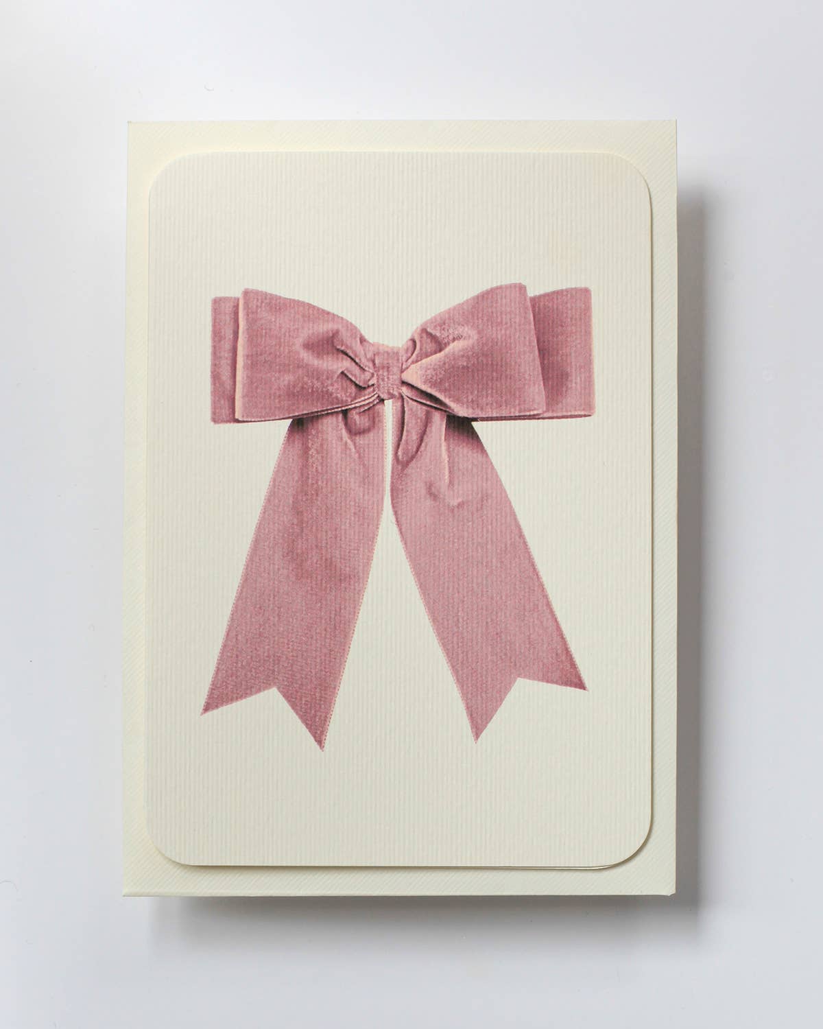 Baby Pink Velvet Bow Greeting Card - Winterberries