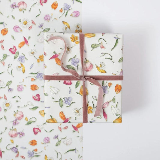 Petals - White - Gift Wrap - Winterberries