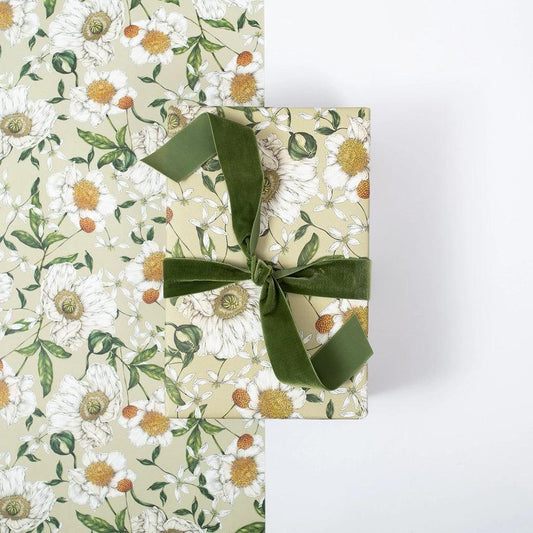 Spring Blossom - Green - Gift Wrap - Winterberries