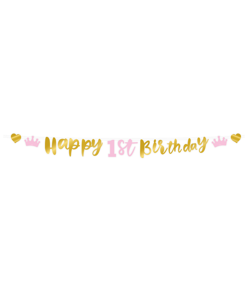 "HAPPY 1ST BIRTHDAY" PINK FIRST BIRTHDAY GIRL GARLAND - Winterberries