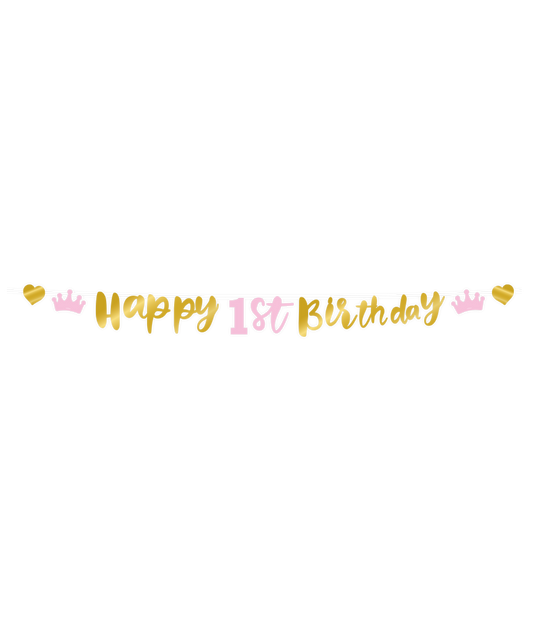 "HAPPY 1ST BIRTHDAY" PINK FIRST BIRTHDAY GIRL GARLAND - Winterberries
