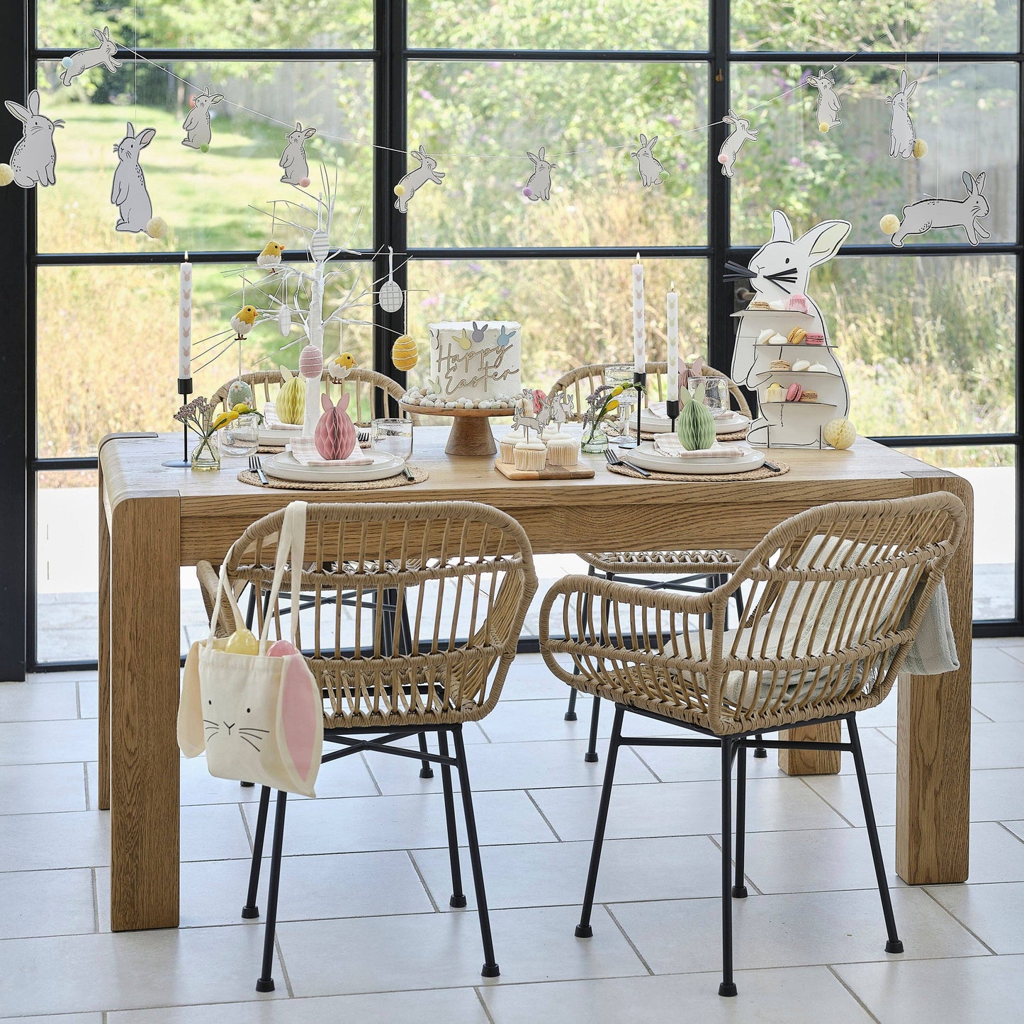 Hanging Easter Bunny Decs with Honeycomb Tails- 5 Inner Pack - Winterberries