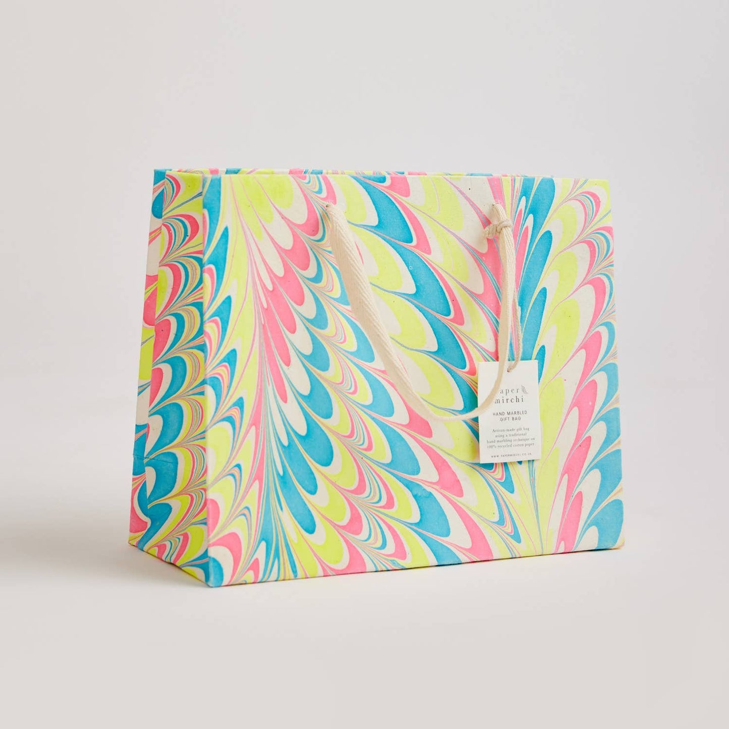 x1 Hand Marbled Gift Bags (Medium) - Neon - Winterberries
