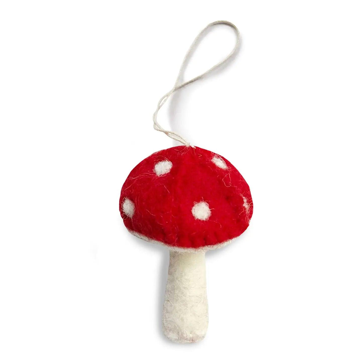 Mushrooms Felt Ornament - Winterberries