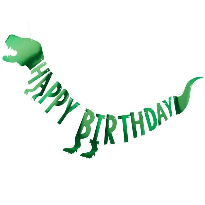 HAPPY BIRTHDAY GREEN DINOSAUR-SHAPED BUNTING - Winterberries