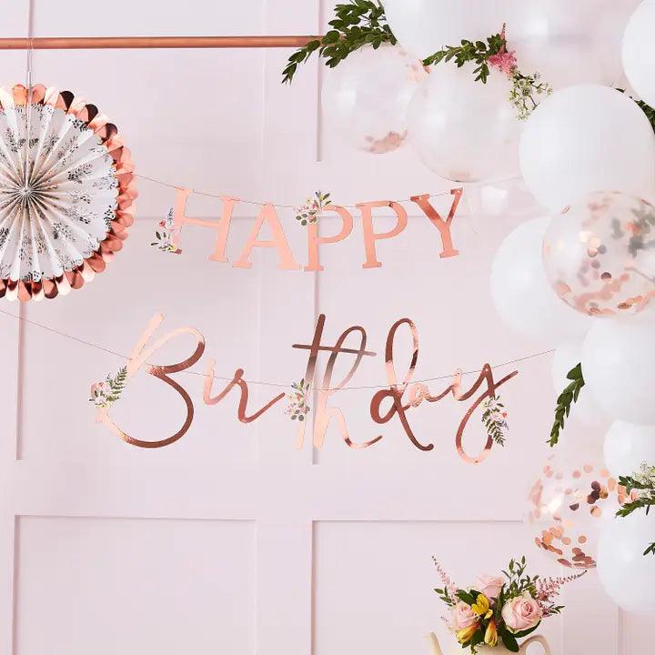 HAPPY BIRTHDAY ROSE GOLD BUNTING - Winterberries