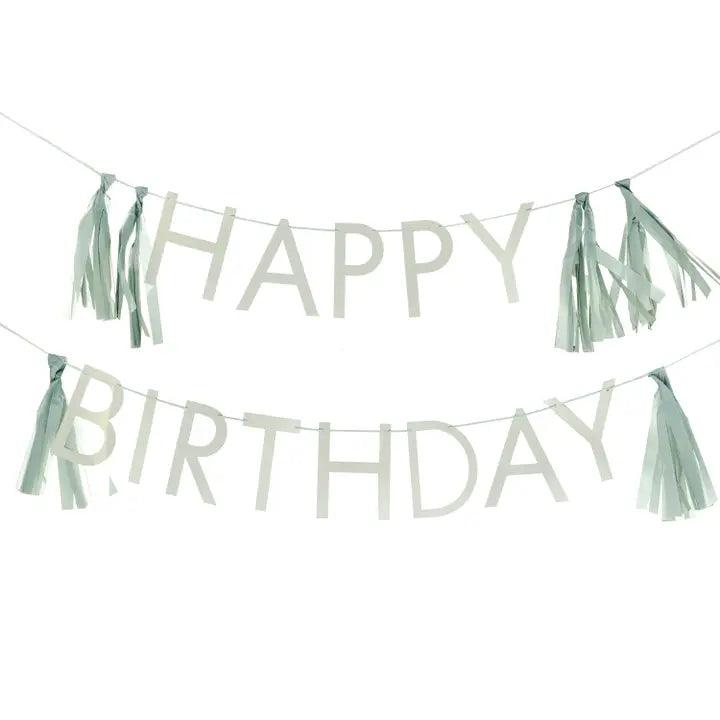 HAPPY BIRTHDAY SAGE TASSEL BUNTING - Winterberries