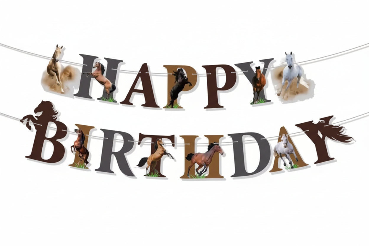 WILD HORSE HAPPY BIRTHDAY GARLAND - Winterberries