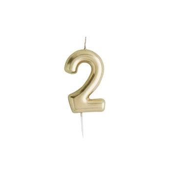 Gold Number '2' Candle - Winterberries