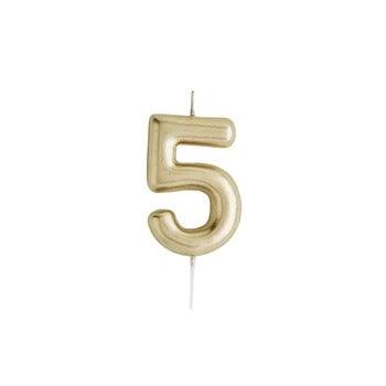 Gold Number '5' Candle - Winterberries
