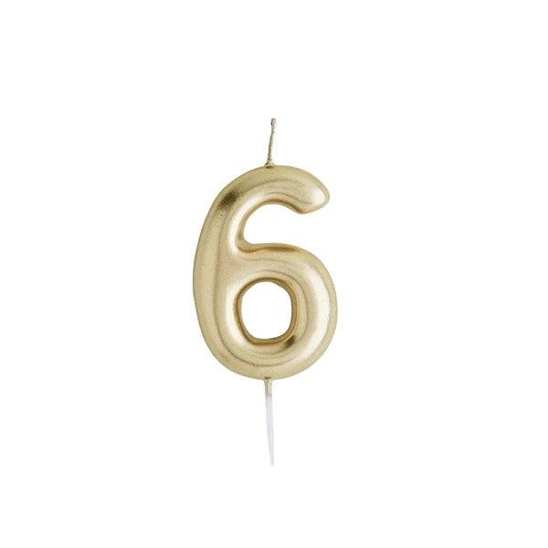 Gold Number '6' Candle - Winterberries