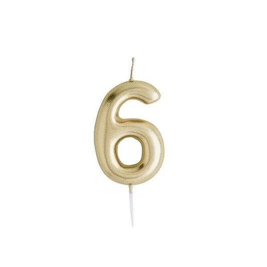 Gold Number '6' Candle - Winterberries