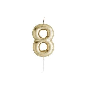 Gold Number '8' Candle - Winterberries