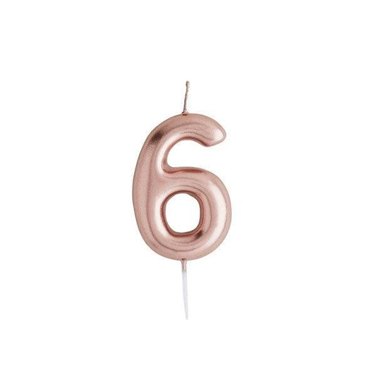 Rose Gold Number '6' Candle - Winterberries