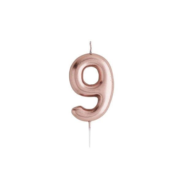 Rose Gold Number '9' Candle - Winterberries