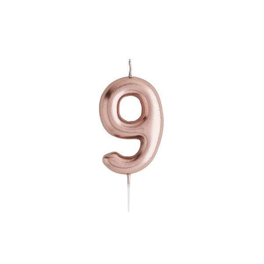 Rose Gold Number '9' Candle - Winterberries