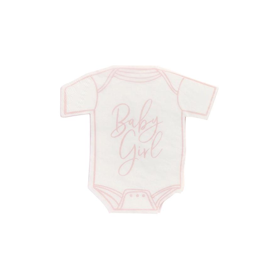 x16 PINK 'BABY GIRL' BABYGROW PAPER NAPKINS - Winterberries