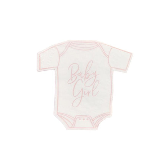 x16 PINK 'BABY GIRL' BABYGROW PAPER NAPKINS - Winterberries
