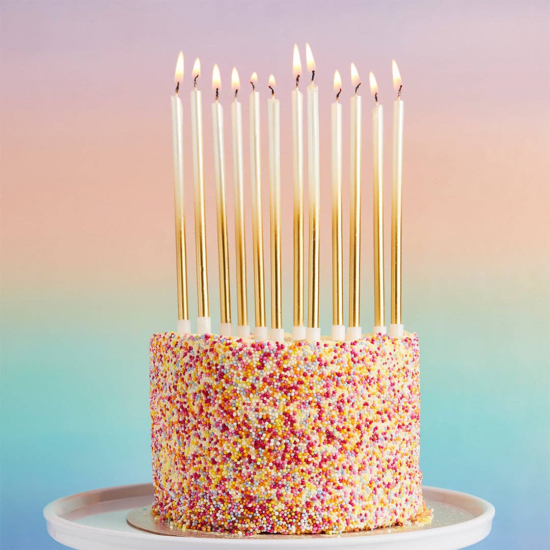 x12 GOLD OMBRE TALL SKINNY WAX CANDLES - Winterberries