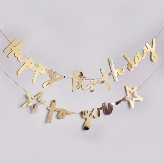 GOLD 'HAPPY BIRTHDAY TO YOU' GARLAND - Winterberries