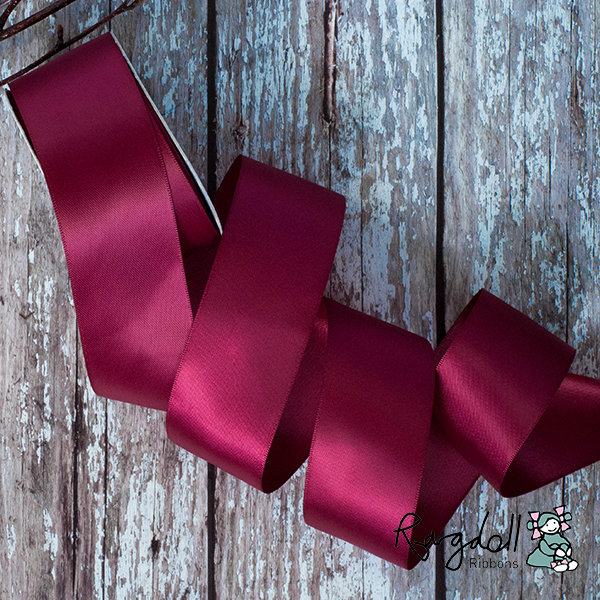 38mm Wine Satin Ribbon – 10 Metre Roll - Winterberries