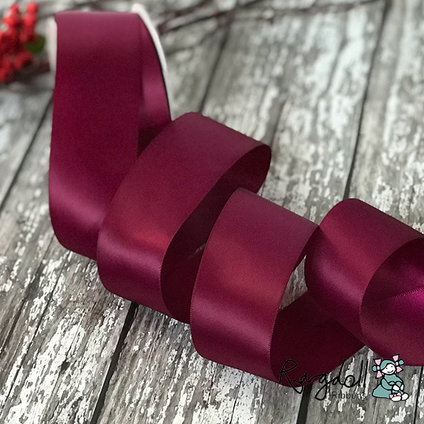 38mm Wine Satin Ribbon – 10 Metre Roll - Winterberries
