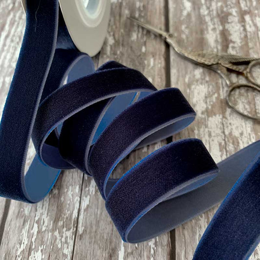 Navy Blue Velvet Ribbon 16mm  - 3 Meter Roll - Winterberries
