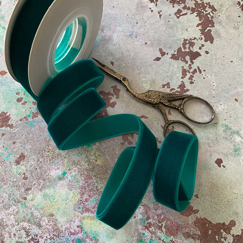 Teal Velvet Ribbon 16mm  - 3 Meter Roll - Winterberries