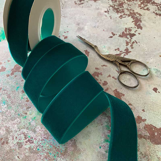 Teal Velvet Ribbon 25mm  - 3 Meter Roll - Winterberries