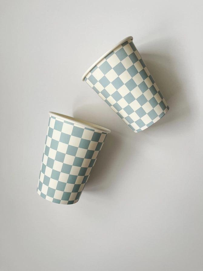 x8 Blue Checkered Cups - Winterberries