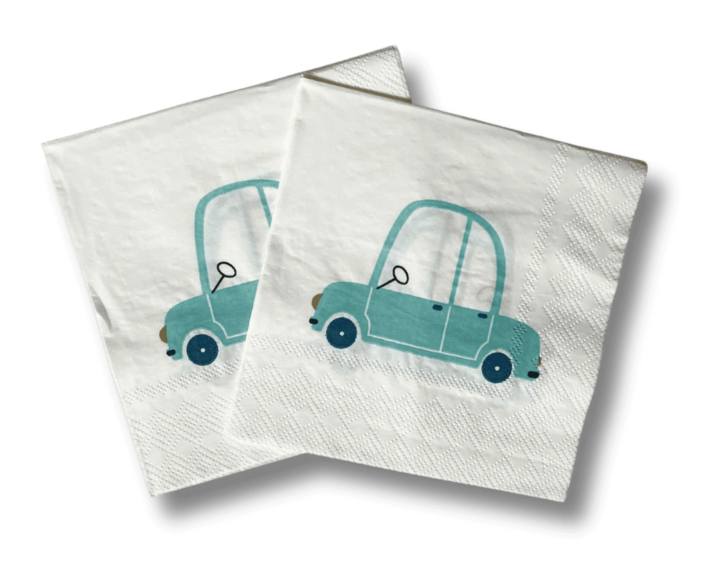 x16 BLUE CAR COCKTAIL PAPER NAPKINS - Winterberries