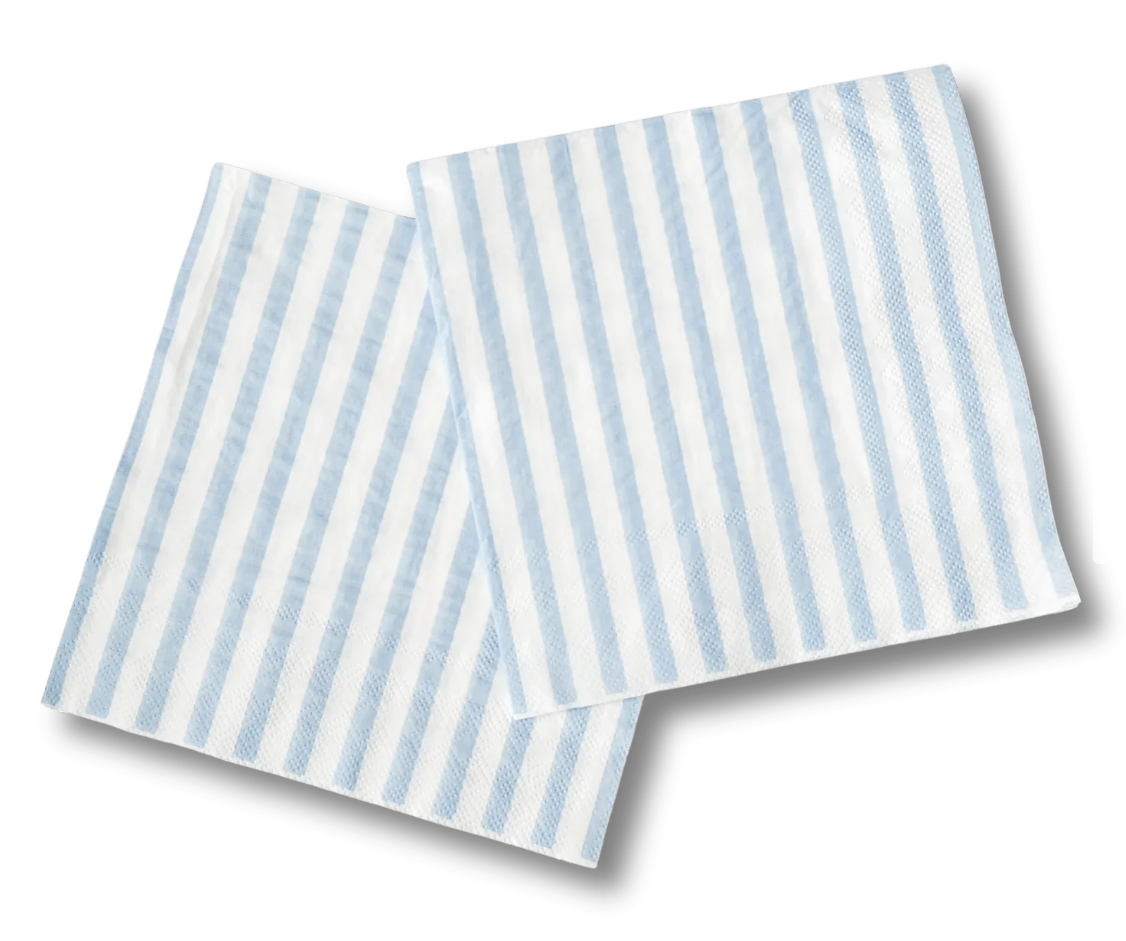x16 LIGHT BLUE STRIPES PAPER NAPKINS - Winterberries