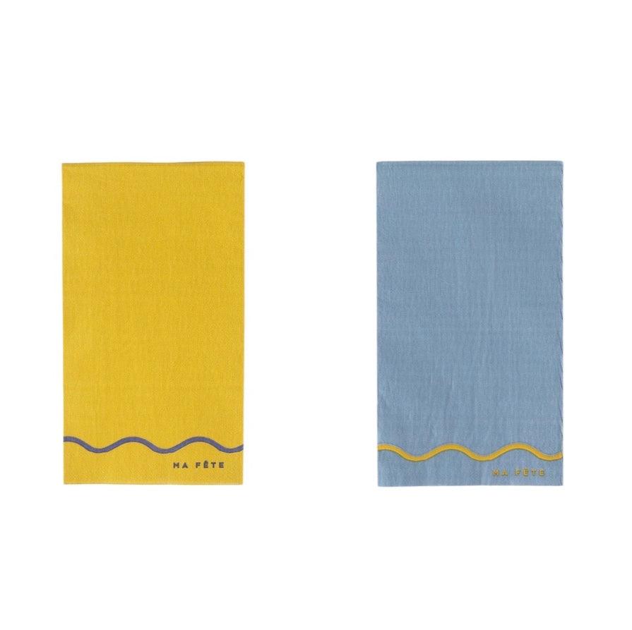 x16 Yellow & Blue Napkins - Winterberries