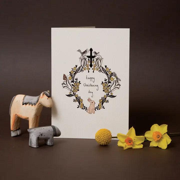 Happy Christening Card - Winterberries