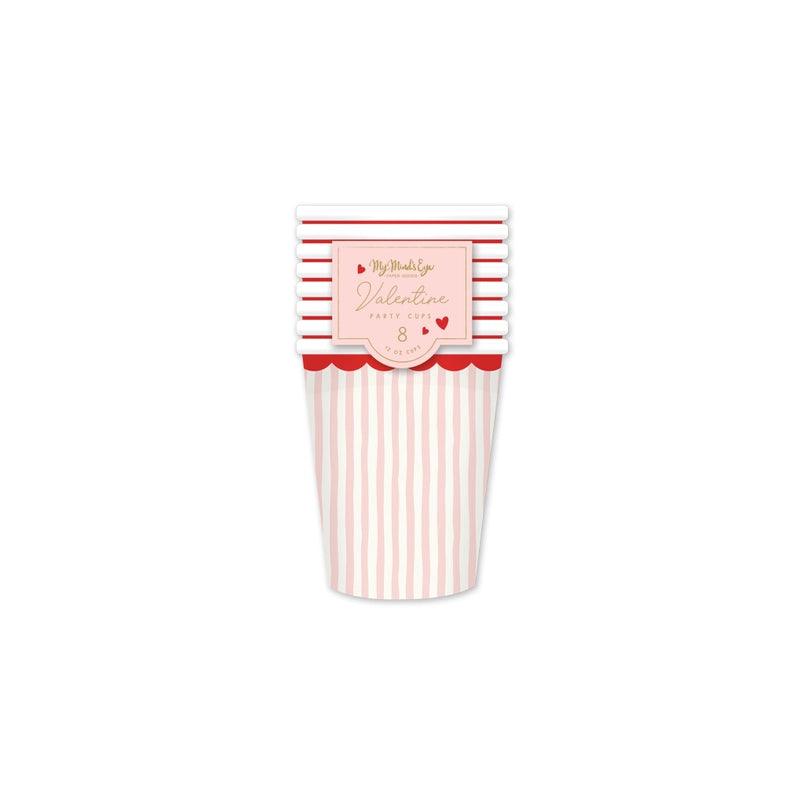 x8 Pink Stripe Cups - Winterberries