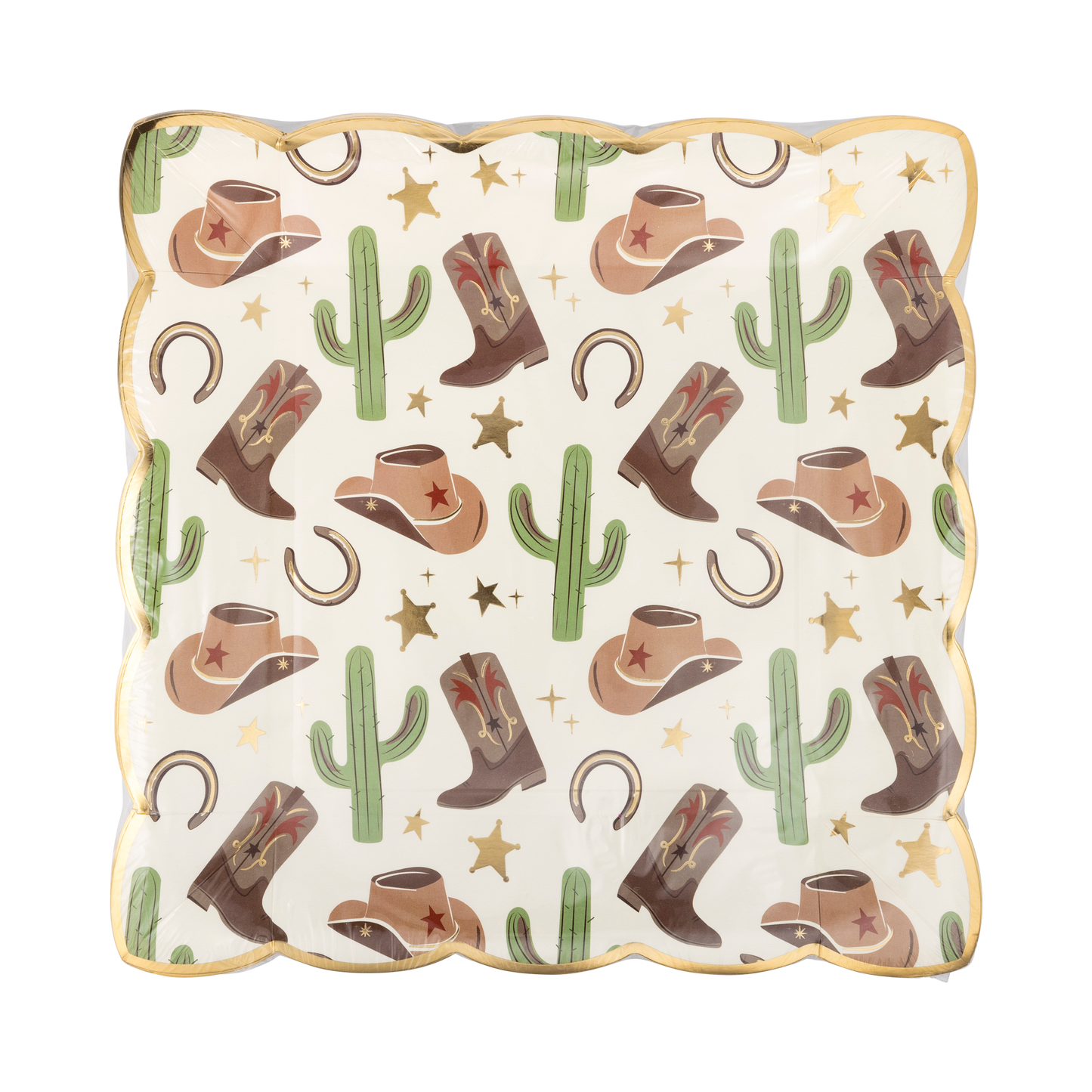 x8 COWBOY SCATTERED ICONS PAPER PLATES - Winterberries